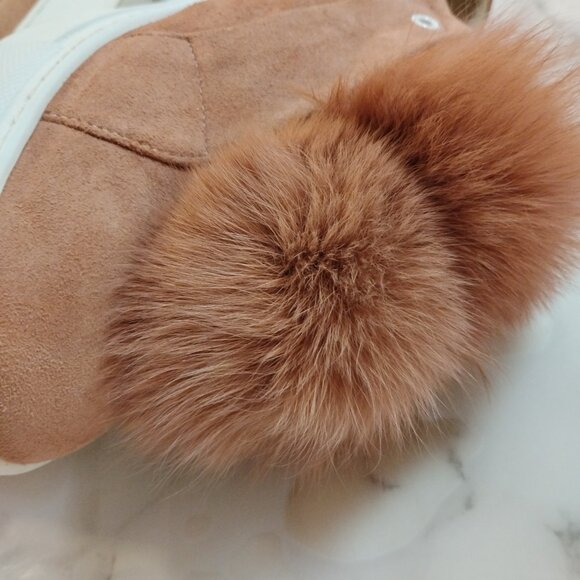 HERE/NOW FOX POM POM SUEDE SNEAKERS TAUPE BLUSH - Women's Size 10 - Picture 3 of 8